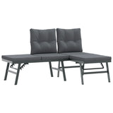 Set Panche Giardino Cuscini 3pz Nere Acciaio Verniciato Polvere