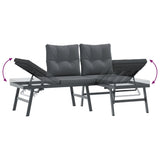 Set Panche Giardino Cuscini 3pz Nere Acciaio Verniciato Polvere