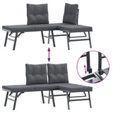 Set Panche Giardino Cuscini 3pz Nere Acciaio Verniciato Polvere