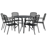 Set Sedie Giardino Impilabili 7pz Antracite Acciaio Verniciato