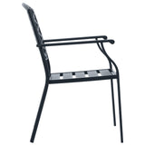 Set Sedie Giardino Impilabili 7pz Antracite Acciaio Verniciato