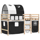 Letto a Soppalco con Tunnel Bambini Bianco e Nero 90x200cm Pino