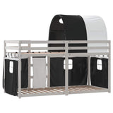 Letto a Castello senza Materasso Bianco e Nero 90x200cm in Pino