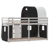 Letto a Castello senza Materasso Bianco e Nero 90x190cm in Pino