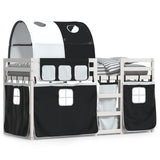 Letto a Castello senza Materasso Bianco e Nero 75x190 cm inPino