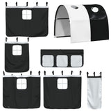 Letto a Castello senza Materasso Bianco e Nero 75x190 cm inPino