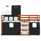 Letto a Castello senza Materasso Bianco e Nero 80x200cm in Pino