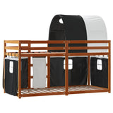 Letto a Castello senza Materasso Bianco e Nero 80x200cm in Pino