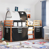 Letto a Castello senza Materasso Bianco e Nero 80x200cm in Pino