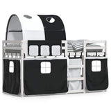 Letto a Castello senza Materasso Bianco e Nero 90x200cm in Pino