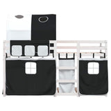 Letto a Castello senza Materasso Bianco e Nero 90x200cm in Pino
