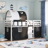 Letto a Castello senza Materasso Bianco e Nero 90x190cm in Pino