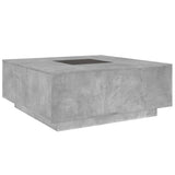 Tavolino Salotto con LED Infinity Grigio Cemento 100x100x40 cm