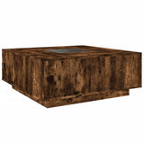 Tavolino da Salotto con LED Infinity Rovere Fumo 100x100x40 cm
