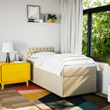 Giroletto a Molle con Materasso Crema 90x190 cm in Tessuto