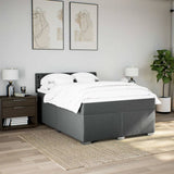 Giroletto a Molle con Materasso Grigio Scuro 140x190 cm Tessuto