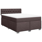 Giroletto a Molle con Materasso Marrone Scuro 140x190cm Tessuto