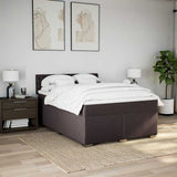 Giroletto a Molle con Materasso Marrone Scuro 140x190cm Tessuto