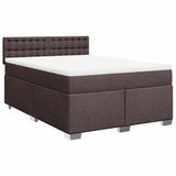 Giroletto a Molle con Materasso Marrone Scuro 140x190cm Tessuto