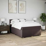 Giroletto a Molle con Materasso Marrone Scuro 140x190cm Tessuto