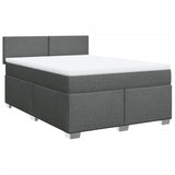 Giroletto a Molle con Materasso Grigio Scuro 140x200cm Tessuto