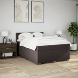 Giroletto a Molle con Materasso Marrone Scuro 140x200cm Tessuto