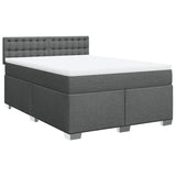 Giroletto a Molle con Materasso Grigio Scuro 140x200cm Tessuto