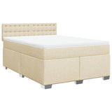Giroletto a Molle con Materasso Crema 140x200 cm in Tessuto