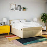 Giroletto a Molle con Materasso Crema 180x200 cm in Tessuto