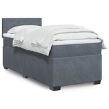 Giroletto a Molle con Materasso Grigio Scuro 80x200 cm Velluto