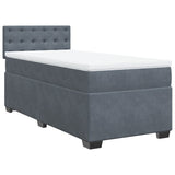Giroletto a Molle con Materasso Grigio Scuro 80x200 cm Velluto