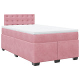 Giroletto a Molle con Materasso Rosa 120x190 cm in Velluto