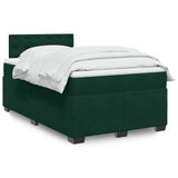 Giroletto a Molle con Materasso Verde Scuro 120x200 cm Velluto