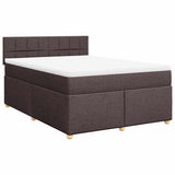 Giroletto a Molle con Materasso Marrone Scuro 140x190cm Tessuto