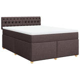 Giroletto a Molle con Materasso Marrone Scuro 140x190cm Tessuto
