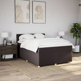 Giroletto a Molle con Materasso Marrone Scuro 140x190cm Tessuto