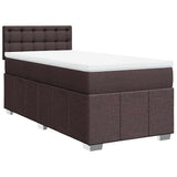 Giroletto a Molle con Materasso Marrone Scuro 90x200 cm Tessuto