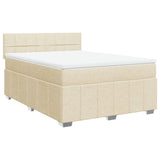 Giroletto a Molle con Materasso Crema 140x200 cm in Tessuto