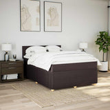Giroletto a Molle con Materasso Marrone Scuro 140x190cm Tessuto