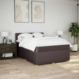 Giroletto a Molle con Materasso Marrone Scuro 140x190cm Tessuto