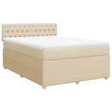 Giroletto a Molle con Materasso Crema 160x200 cm in Tessuto