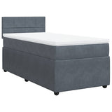 Giroletto a Molle con Materasso Grigio Scuro 100x200 cm Velluto