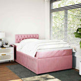 Giroletto a Molle con Materasso Rosa 120x190 cm in Velluto