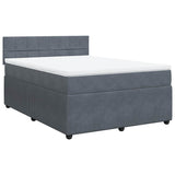 Giroletto a Molle con Materasso Grigio Scuro 140x200 cm Velluto