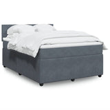 Giroletto a Molle con Materasso Grigio Scuro 140x200 cm Velluto