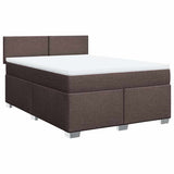 Giroletto a Molle con Materasso Marrone Scuro 140x190cm Tessuto