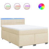 Giroletto a Molle con Materasso Crema 140x19 cm in Tessuto