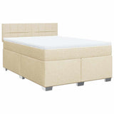 Giroletto a Molle con Materasso Crema 140x19 cm in Tessuto