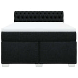 Giroletto a Molle con Materasso Nero 160x200 cm in Tessuto