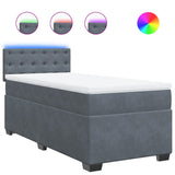 Giroletto a Molle con Materasso Grigio Scuro 80x200 cm Velluto